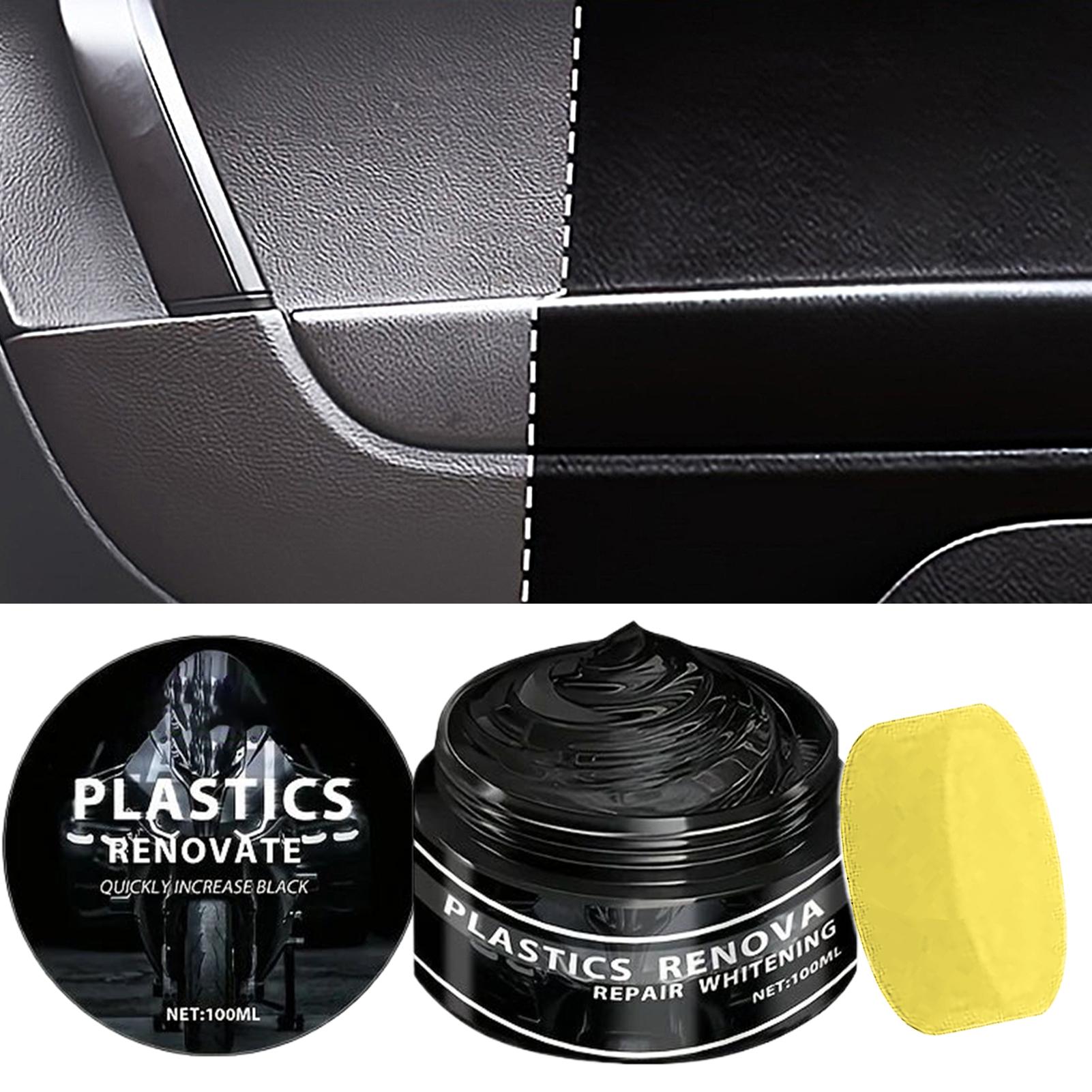 Trim Restorer Plastic - ユニバーサルカーバイクリノベーションワックス100ml 車内ブラックトリムレストアラー プラスチックゴム修理クリーム 車リノベーションワックス