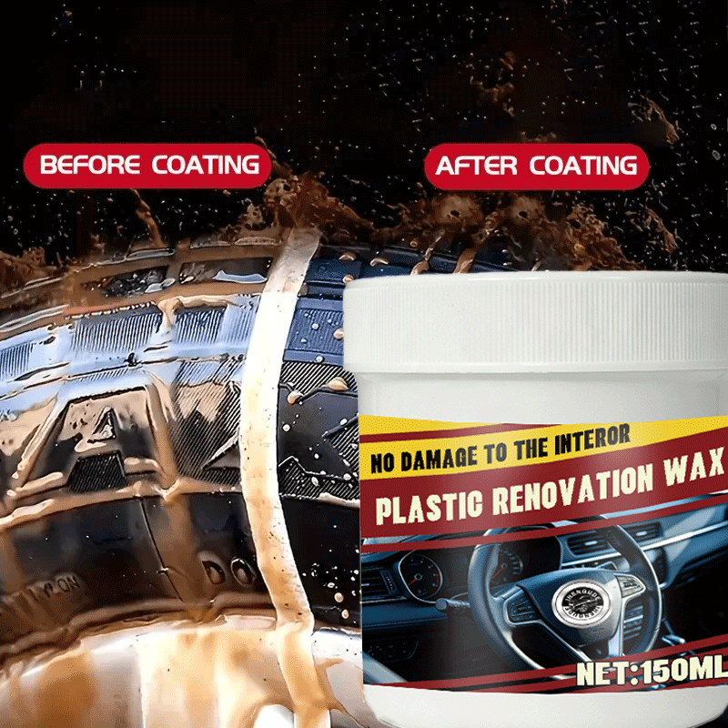 Trim Restorer Plastic - 150gプラスチック製品再生ワックスクリーム、長持ちする光沢タイヤシャイン、トリム修復剤、老化防止カーゴムソリューション